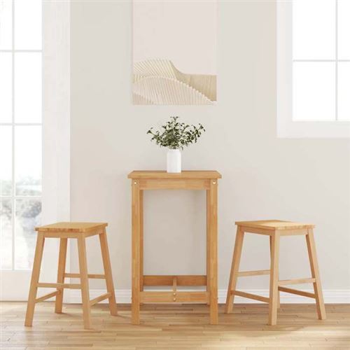 Vidaxl - Chaises de bar lot de 2 bois massif d'hévéa