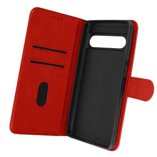Housse pour Google Pixel 7 Pro Clapet Portefeuille Fonction Support Vidéo Avizar rouge
