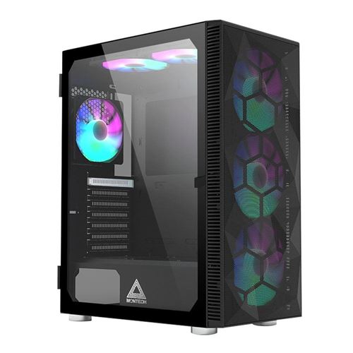 Non Communiqué Noir Boîtier Pc Atx Moyenne Tour Montech X3 Mesh En Verre Trempé