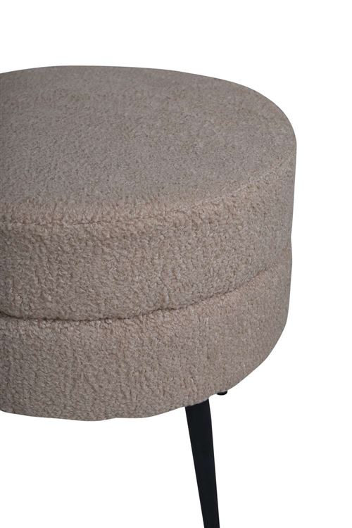 Venture Home Beige/Noir Pouf Teddy - Image 2