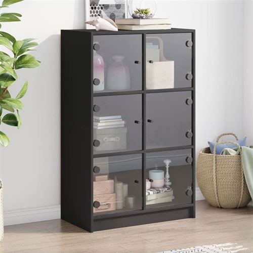 Non Communiqué Noir Vidaxl Buffet Haut Avec Portes 68X37x109 Cm Bois D'ingénierie, Armoire Latérale, Armoire De Rangement Haute, Vitrine 3295851