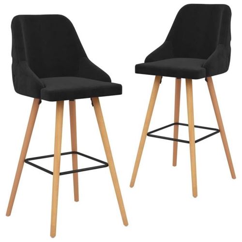 vidaXL Tabourets de bar 2 pcs Noir Velours