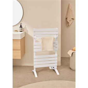 WARM TOWEL - Sèche-serviettes électrique au sol ou mural 500W - Blanc - 1