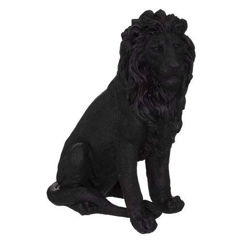 Non Communiqué Noir Statue De Lion Résine E H52 Atmosphera