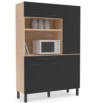 Buffet Bas Casserolier De Cuisine 120 Cm Cina Plan De Travail H.83 Cm 1 Porte 3 Tiroirs Blanc Et E - Buffet de cuisine