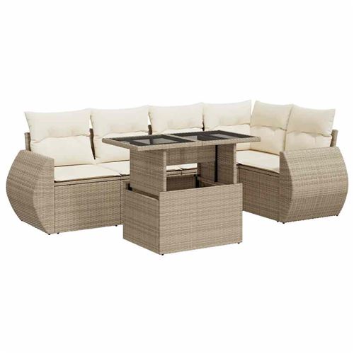 Vidaxl Beige Salon De Jardin 6 Pcs - Image 3