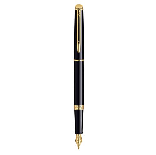 Non Communiqué Noir Waterman Hemisphere Stylo Plume, Brillant, Plume Fine, Encre Bleue, Coffret Cadeau