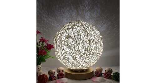 GENERIQUE - Lampe de bureau Lune LED 3D - Lampe de table décorative en rotin - USB - Image 2