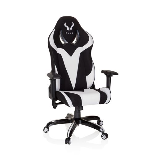 Chaise gaming / chaise de bureau promoter ii en tissu noir / blanc hjh office