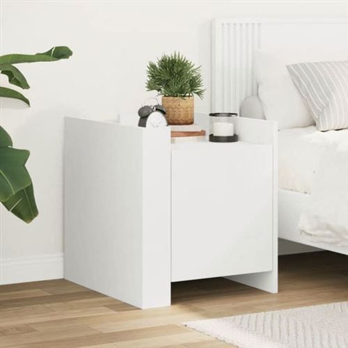 Vidaxl Blanc Table De Chevet 45X50x50 Cm Bois D'ingénierie, Meuble De Chevet, Table D'appoint, Armoire De Lit, Armoire De 848297 - Image 2