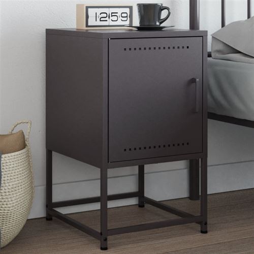 vidaXL - Table de chevet - Acier - Noir - 36x39x60,5 cm - Image 3