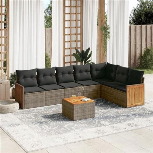Non Communiqué Gris Vidaxl Salon De Jardin Modulable - Lot De 8 Pièces - Résine Tressée - 7 Personnes