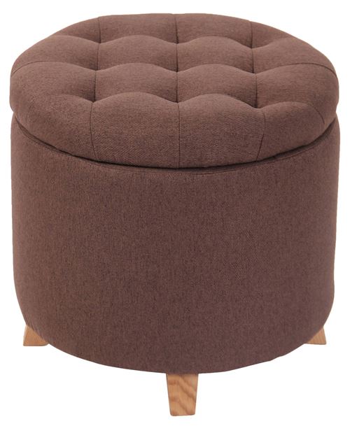 CLP Tabouret bas Marsa en tissu avec espace de rangement , Couleur Marron