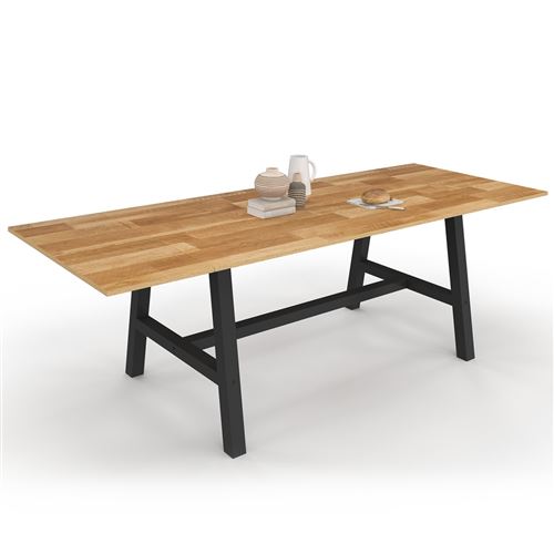Table à manger rectangulaire extensible 160-240 cm 6 à 12 personnes bois et noir