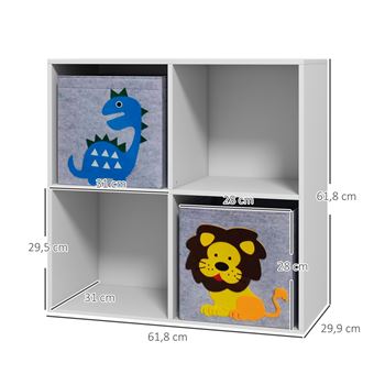 Meuble de rangement jouets enfant étagère de jouet pour chambre d'enfant 4  casiers 2 tiroirs non tissé MDF blanc - Achat & prix
