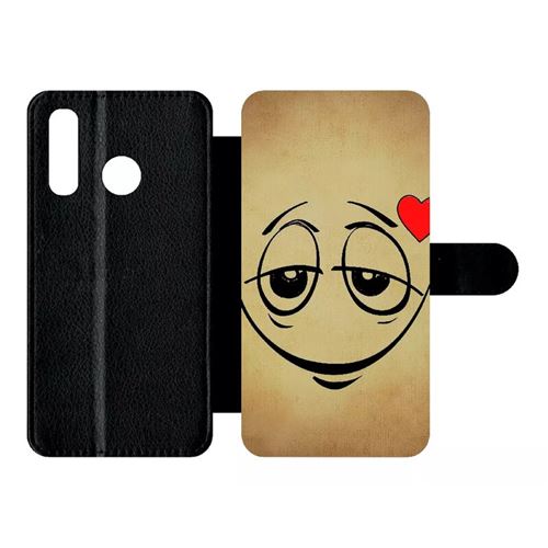 Etui My-Kase pour P30 lite - smiley amoureux - Simili-cuir Noir
