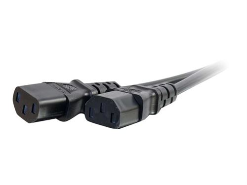 C2G Power Cord Splitter - Répartiteur d'alimentation - CEE 7/7 (M) pour IEC 60320 C13 - CA 250 V - 3 m - moulé - noir - Europe