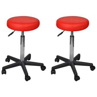 Tabourets de bureau lot de 2 Rouge 35,5x84 cm Similicuir - 1