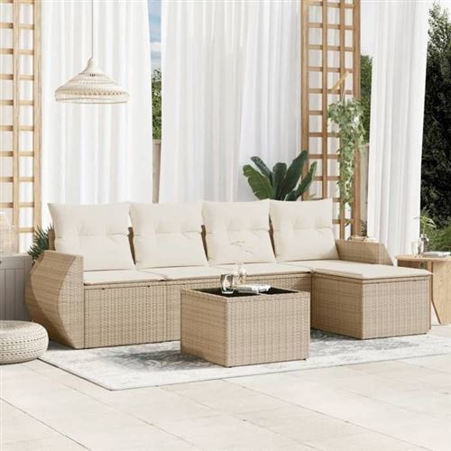 VidaXL Salon de jardin 6 pcs - R&eacute;sine tress&eacute;e beige