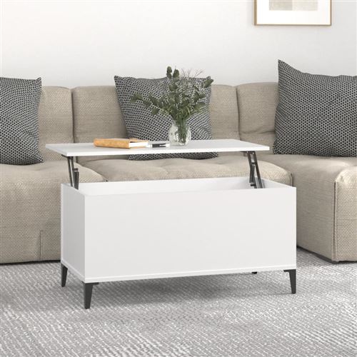 VIDAXL - Table basse - 90x44,5x45 cm - Blanc - Image 3