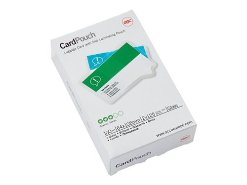 GBC Card Laminating Pouch - 125 microns - pack de 100 - brillant - 64 x 108 mm pochettes plastifiées