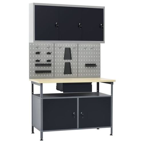 Vidaxl Établi Avec 3 Panneaux Muraux - Image 3