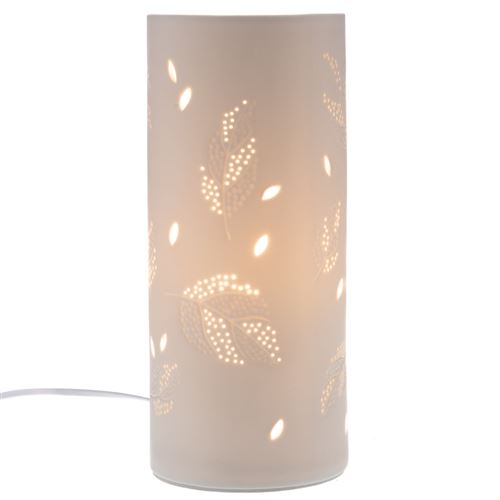 Non Communiqué Blanc Lampe Tube Feuilles 28 Cm - Amadeus - Porcelaine