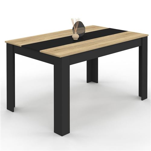 Non Communiqué Noir Table A Manger Fixe Sans Tiroir 6 Personnes Rectangulaire En Mdf L 140 Cm