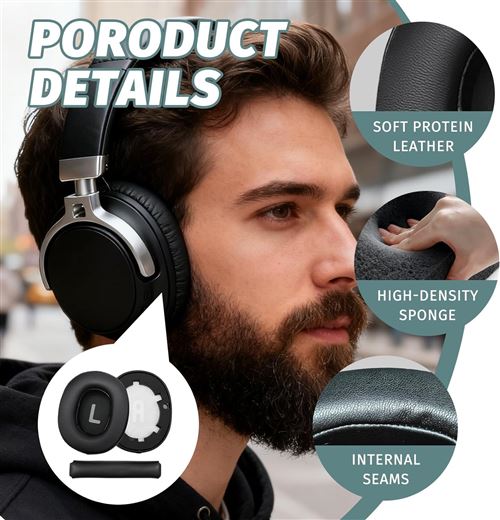 Coussinets d'Oreille pour JBL Tune 700BT)/ 710BT / 750BTNC/ 760NC Casque,Cuir Protéiné Plus Doux,Mousse D'Isolation - TV Son Photo Coussinets d'Oreille pour JBL Tune 700BT)/ 710BT / 750BTNC/ 760NC Casque,Cuir Protéiné Plus Doux,Mousse D'Isolation - TV Son Photo
