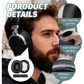 Coussinets De Rechange En Maille Pour Casques JBL Tune 700BT, 710BT, 720BT, 750BTNC, 760NC, 770NC - Noir, Mousse Mémoire, Confortables