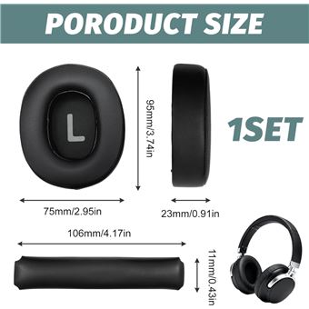 Coussinets Remplacement Casque JBL Live 670 NC - Cuir Protéiné, Mousse Mémoire De Forme, Noir