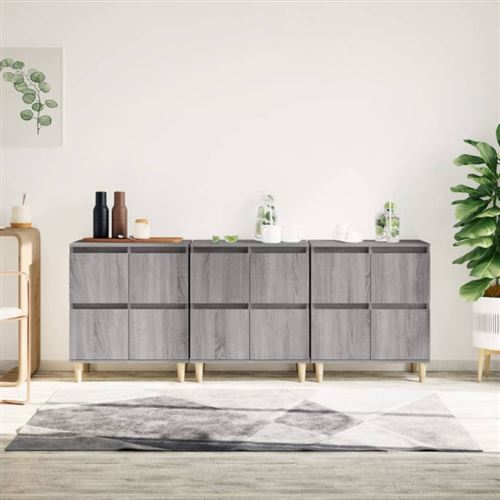 Non Communiqué Gris Buffets 3 Pcs Sonoma 60X35x70 Cm Bois D Ingénierie