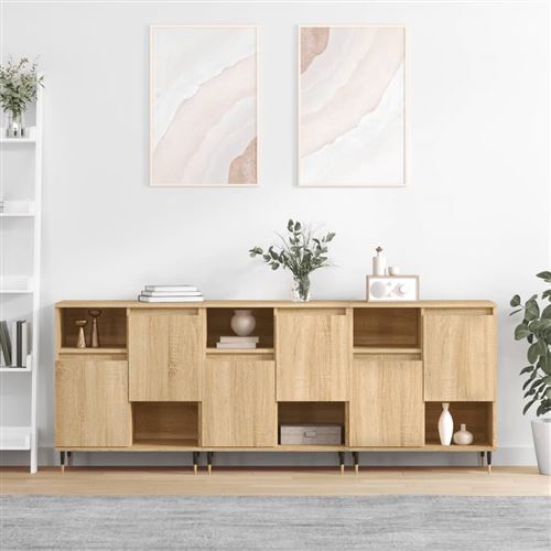 vidaXL Buffets 3 pcs, Armoires de Salon avec Rangement, Organisateur de Maison Salle de Séjour Intérieur, Moderne, Chêne Sonoma Bois d'Ingénierie 3190144