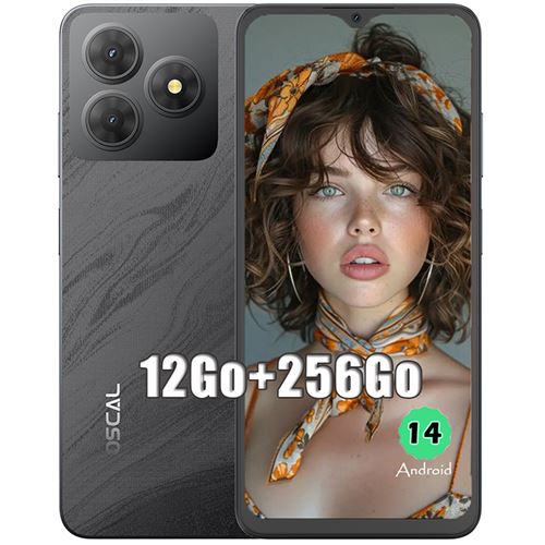 Téléphone Portable Oscal FLAT 2 6,56 RAM 12(4+8)Go ROM 256Go/SD 2To 13MP 5000mAh Android 14 Dual SIM - Noir