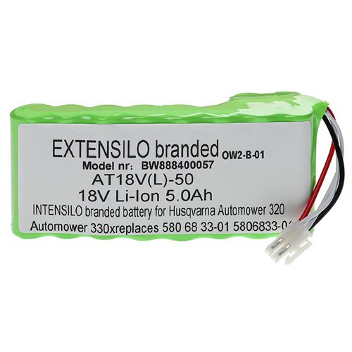 EXTENSILO Batterie compatible avec Husqvarna Automower 420, 330X 2014, 330X 2015, 420 2016 robot tondeuse (5000mAh, 18V, Li-ion)