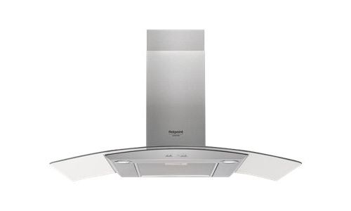 Hotpoint Ariston HHGC 9.7F LB X - Hotte - hotte décorative - largeur : 90 cm - profondeur : 45 cm - evacuation & recyclage - acier inoxydable