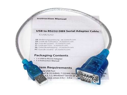 Startech.com Câble Adaptateur Usb Vers Série Db9 Rs232 - Mâle / Mâle - Convertisseur Usb A Vers Rs-232 Compatible Avec Windows 8 - Adaptateur Série - Usb 2.0 - Rs-232