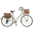 Vélo de ville Femme - Via Veneto By Canellini Retro Vintage Aluminium + Panier et Sac cuir latéral porte bagage - Taille 46 Beige