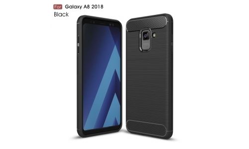 Coque pour Galaxy A8-2018 noire aspect carbone