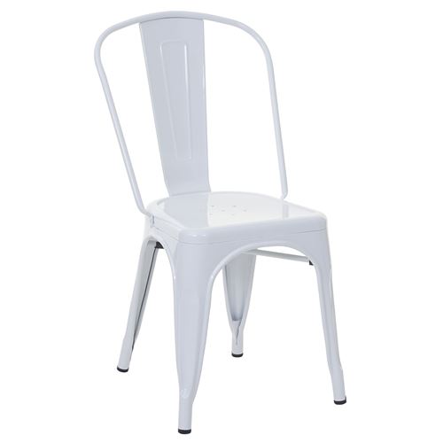 Chaise de bistro en métal MENDLER HWC-A73, désign industriel métallique, empilable blanc