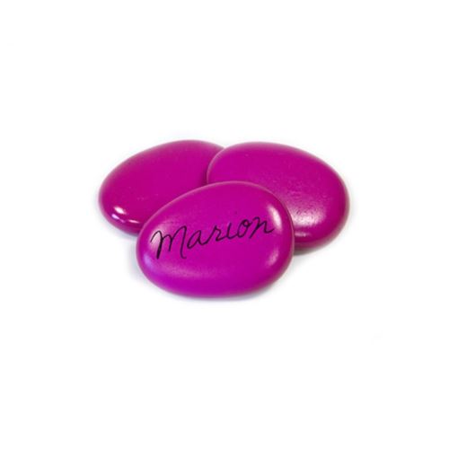 12 marque-places galet fuchsia 35x45mm