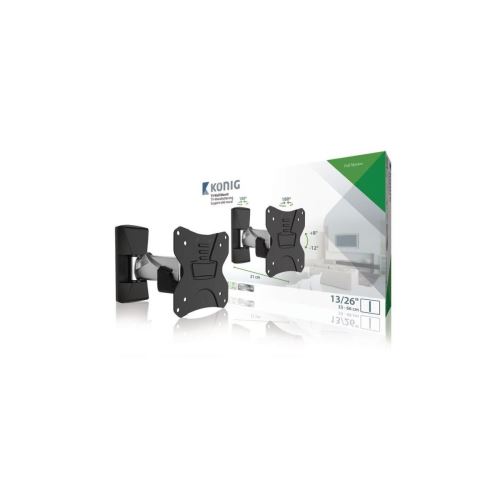 support tv mural mouvement intégral 13 - 26  30 kg argent / noir