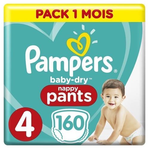 Pampers Baby-dry Pants Taille 4 , 9-15kg, 160 Couches - Pack 1 Mois
