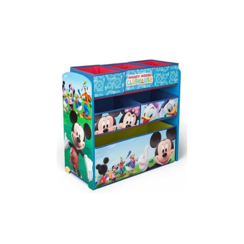 Mickey Meuble Enfant En Bois Avec 6 Bacs De Rangement Bleu Et