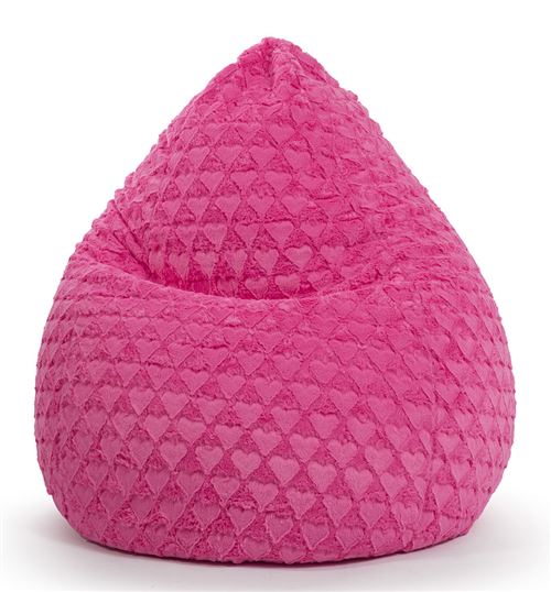 Pouf Fluffy Hearts XL fushia