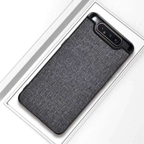 Coque en TPU hybride de tissu mat gris pour votre Samsung Galaxy A80