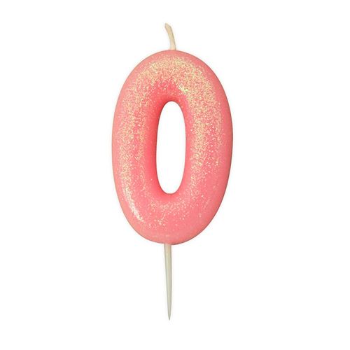 bougie rose pailletté chiffre 0