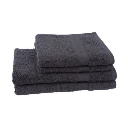 JULES CLARYSSE Lot de 2 serviettes + 2 draps de bain 70x140cm Élégance - Anthracite