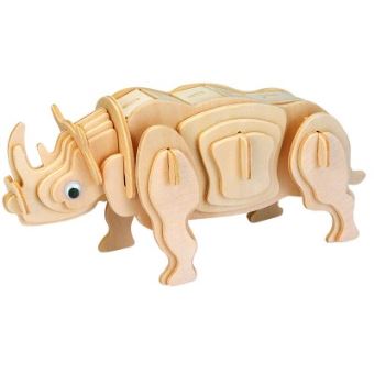 Puzzle 38 Pièces : Puzzle 3D en Bois - Rodney le Rhinocéros, Professor Puzzle - 1
