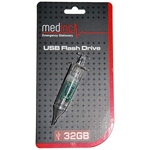 Medinc Lecteur flash USB en forme de seringue Medinc, 32 Go de stockage pour infirmière étudiante